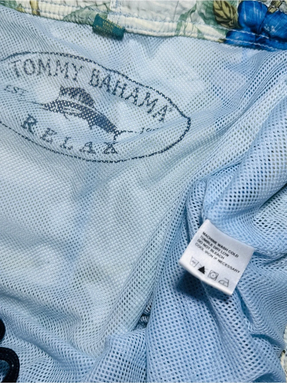 Tommy Bahama Men’s Relax Cream and Blue Floral Swim Shorts